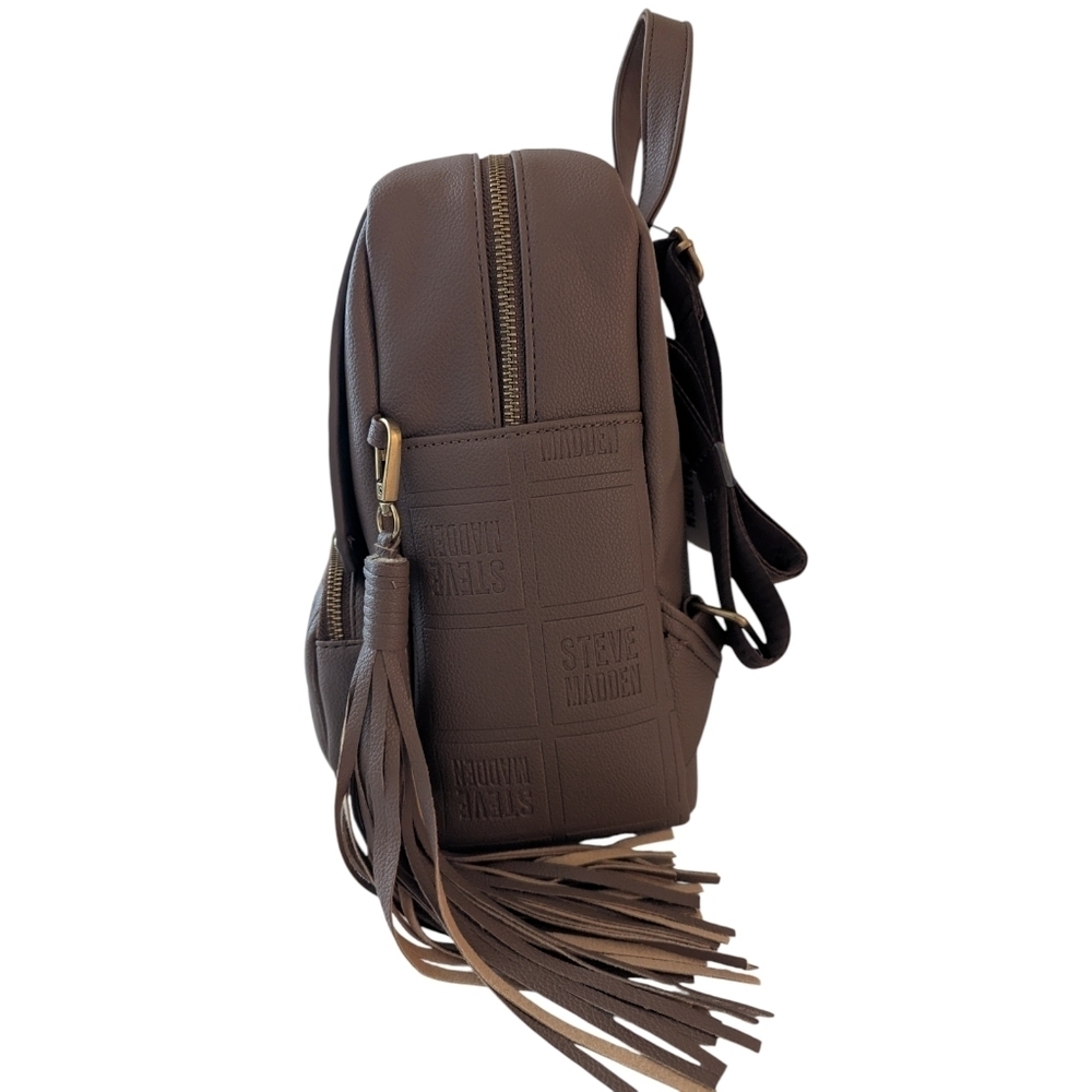 Steve Madden Chocolate Brown Backpack with Fringe - Picture 4 of 13